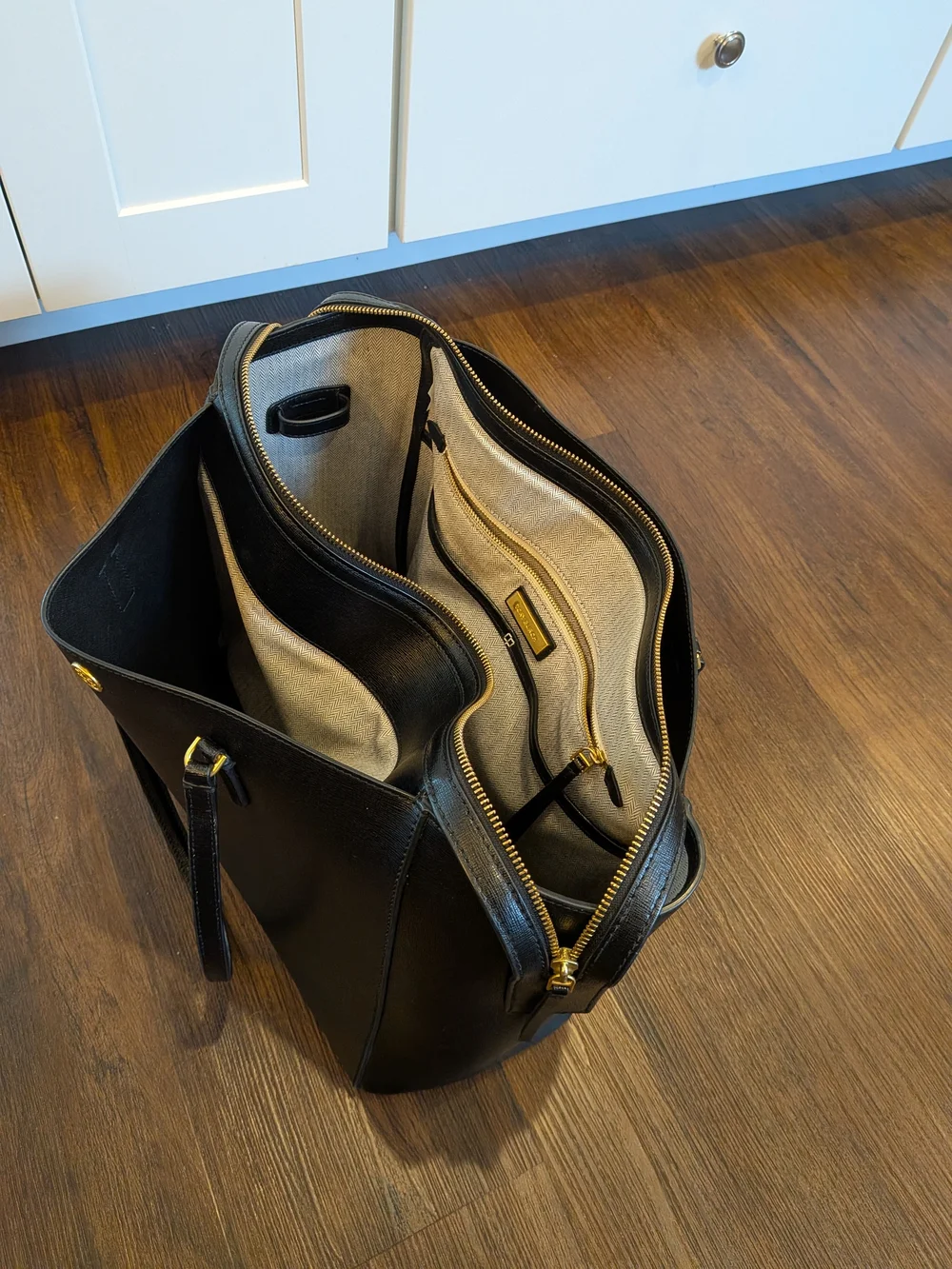 Tory Burch Black Leather Double-Handle Tote
